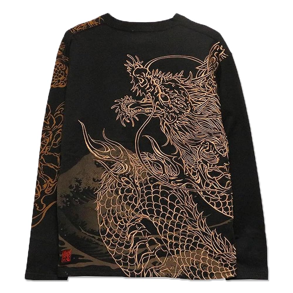 絡繰魂 からくりたましい 龍 ビッグ刺繍 Tシャツ Lサイズ ブラック タグ付き 絡繰魂 からくりたましい 龍 ビッグ刺繍 Tシャツ Lサイズ